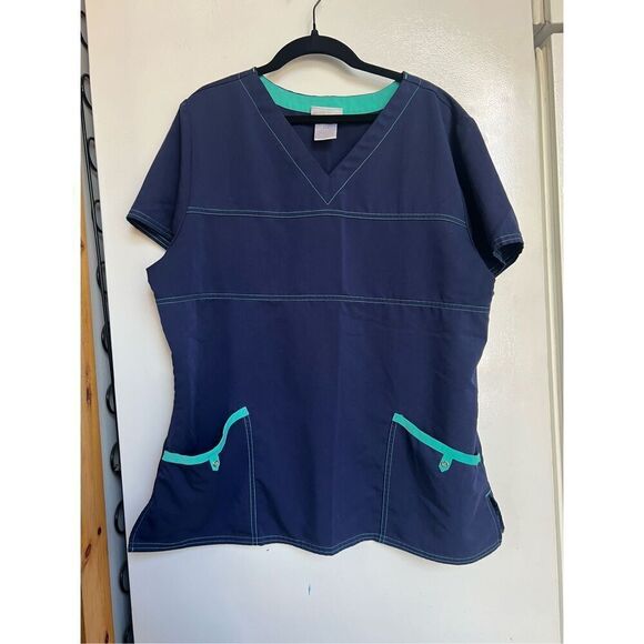 Scrubstar Blue Scrub Top Woman’s Size Large - Picture 1 of 6